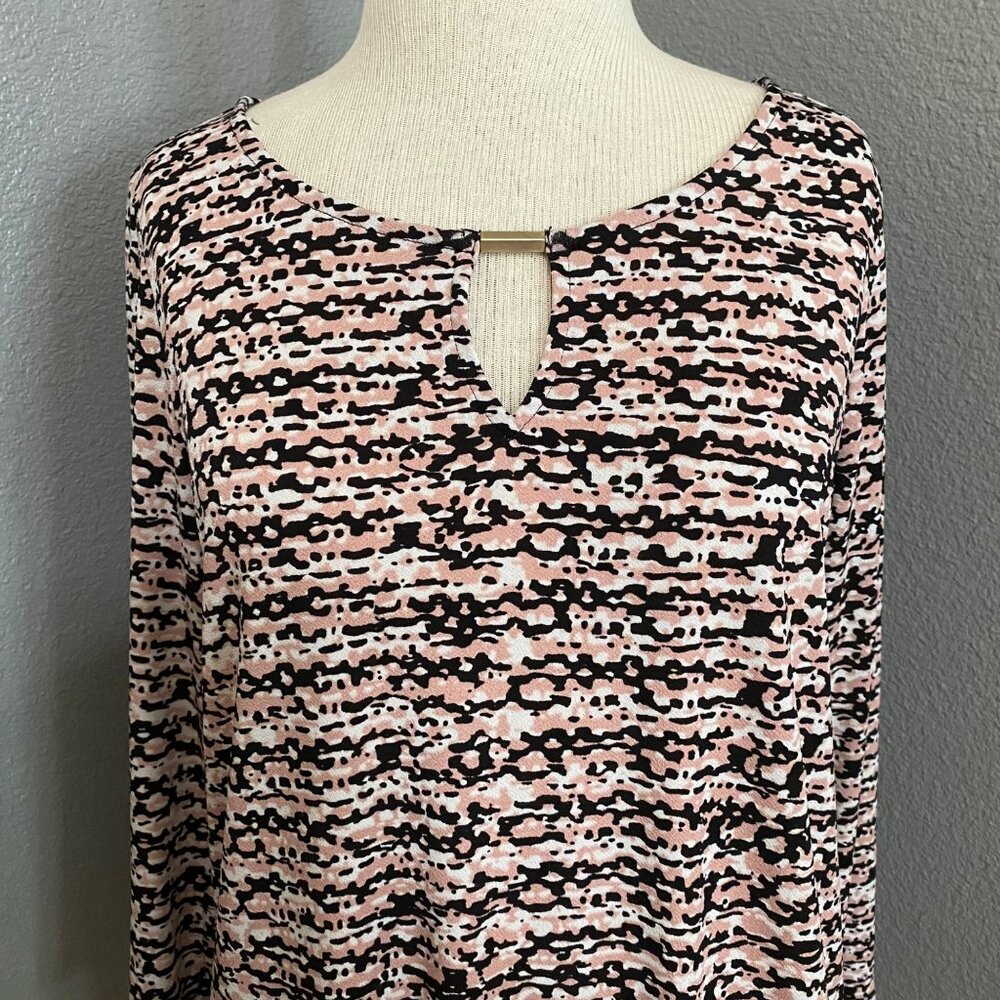 Jones New York Blouse Women's Size Medium Boho Chic Keyhole Feminine Abstract - Picture 2 of 9
